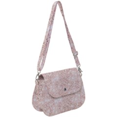 Rose Gold Pink Glitters Metallic Finish Party Texture Imitation Pattern Saddle Handbag by genx