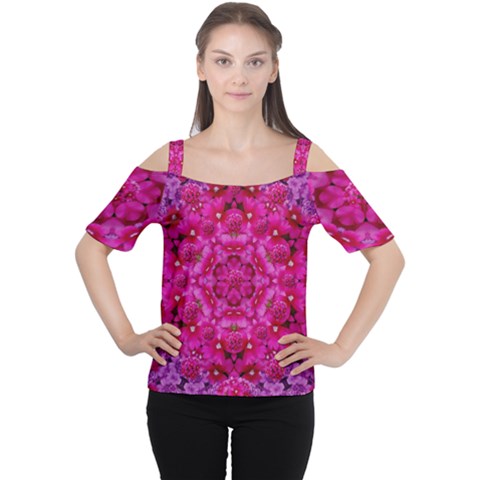 Flower Suprise To Love And Enjoy Cutout Shoulder Tee by pepitasart