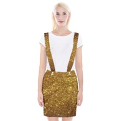 Gold Glitters Metallic Finish Party Texture Background Faux Shine Pattern Braces Suspender Skirt by genx