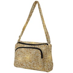 Retro Gold Glitters Golden Disco Ball Optical Illusion Front Pocket Crossbody Bag by genx