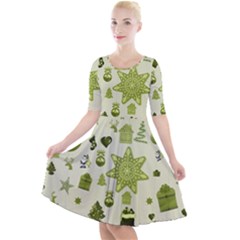 Christmas Symbols Decoration Quarter Sleeve A-line Dress