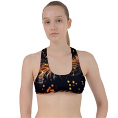 Abstract Background Particles Wave Criss Cross Racerback Sports Bra by Wegoenart