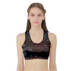 Network Abstract Connection Sports Bra With Border