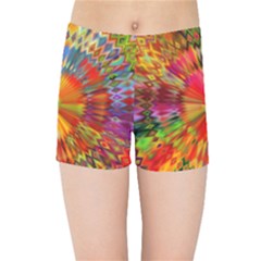 Kaleidoscope Mandala Color Kids  Sports Shorts by Wegoenart