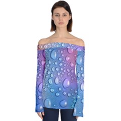 Drop Of Water Rainbow Wet Liquid Off Shoulder Long Sleeve Top by Wegoenart