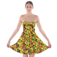 Background Pattern Structure Fruit Strapless Bra Top Dress by Wegoenart