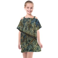 Leaf Leaves Fall Foliage Structure Kids  One Piece Chiffon Dress by Wegoenart