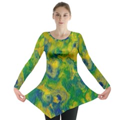 Abstract Texture Background Color Long Sleeve Tunic 