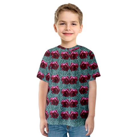 Forest Roses On Decorative Wood Kids  Sport Mesh Tee by pepitasart