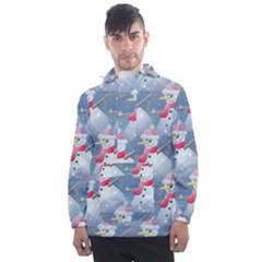 Christmas Snowman Men s Front Pocket Pullover Windbreaker by Vaneshart