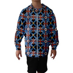 Pattern Weave Background Blue Red Black Kids  Hooded Windbreaker by Vaneshart