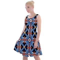 Pattern Weave Background Blue Red Black Knee Length Skater Dress