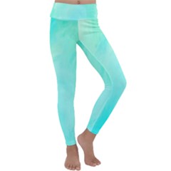 Blue Green Shades Kids  Lightweight Velour Classic Yoga Leggings