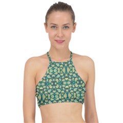 Pattern Abstract Paisley Swirls Artwork Creative Decoration Design Filigree Racer Front Bikini Top by Vaneshart