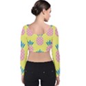 Summer Pineapple Seamless Pattern Velvet Long Sleeve Crop Top View2