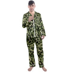 Dark Green Camouflage Army Men s Satin Pajamas Long Pants Set by McCallaCoultureArmyShop