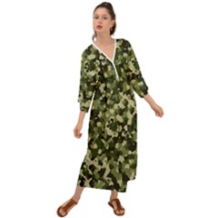 Dark Green Camouflage Army Grecian Style  Maxi Dress