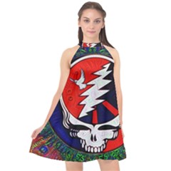 Grateful Dead Halter Neckline Chiffon Dress  by Sapixe