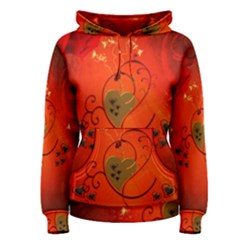 Golden Heart On Vintage Background Women s Pullover Hoodie by FantasyWorld7