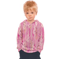 Pink Leaf Pattern Kids  Overhead Hoodie