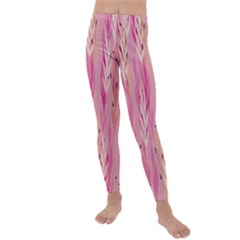 Pink Leaf Pattern Kids  Lightweight Velour Leggings