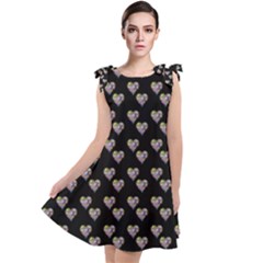 Patchwork Heart Black Tie Up Tunic Dress by snowwhitegirl