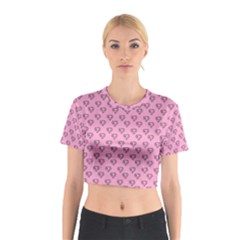 Heart Face Pink Cotton Crop Top