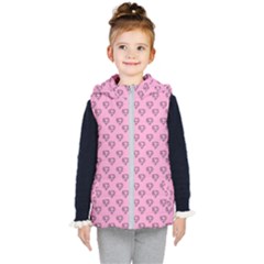 Heart Face Pink Kids  Hooded Puffer Vest by snowwhitegirl