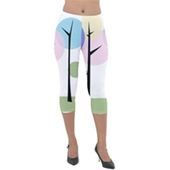 Forest Trees Nature Plants Lightweight Velour Capri Leggings 