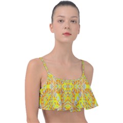 Vivid Warm Ornate Pattern Frill Bikini Top