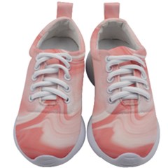 Pink Marble Print Kids Athletic Shoes by designsbymallika