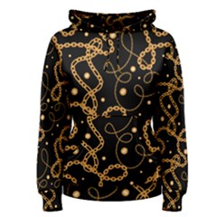 Golden Chain Print Women s Pullover Hoodie by designsbymallika