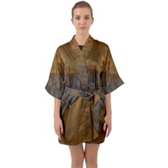 Wonderful Elephant Half Sleeve Satin Kimono  by FantasyWorld7