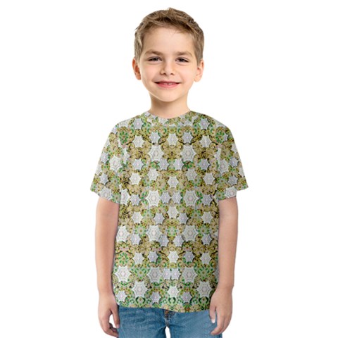 Snowflakes Slightly Snowing Down On The Flowers On Earth Kids  Sport Mesh Tee by pepitasart