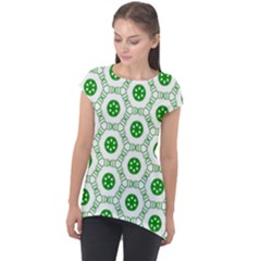 White Green Shapes Cap Sleeve High Low Top by Mariart