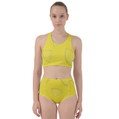 Yellow Pineapple Background Racer Back Bikini Set by HermanTelo