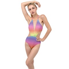 Rainbow Shades Plunging Cut Out Swimsuit by designsbymallika