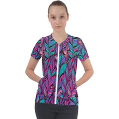 Boho Chic Pattern Short Sleeve Zip Up Jacket