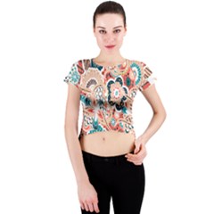 Baatik Floral Print Crew Neck Crop Top by designsbymallika