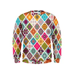 Ethnic Mandala Pattern Kids  Sweatshirt by designsbymallika