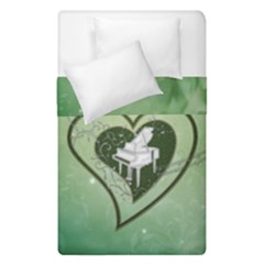 Music, Piano On A Heart Duvet Cover Double Side (single Size) by FantasyWorld7