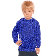 Blue Fancy Ornate Print Pattern Kids  Hooded Pullover