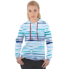 Blue Waves Pattern Women s Overhead Hoodie