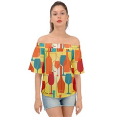 I Love Wine Off Shoulder Short Sleeve Top