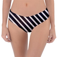 Silver Stripes Pattern Reversible Classic Bikini Bottoms by designsbymallika