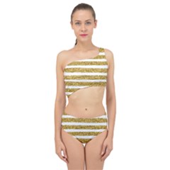 Golden Stripes Spliced Up Two Piece Swimsuit by designsbymallika