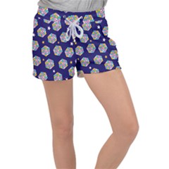 Cube Pattern Women s Velour Lounge Shorts