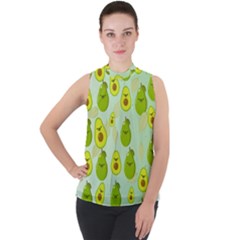 Avocado Love Mock Neck Chiffon Sleeveless Top by designsbymallika