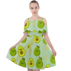 Avocado Love Cut Out Shoulders Chiffon Dress