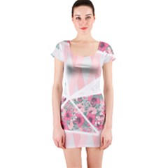 Pink Patchwork Short Sleeve Bodycon Dress by designsbymallika